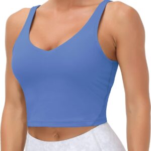 THE GYM PEOPLE Womens' Sports Bra Longline Wirefree Padded with Medium Support