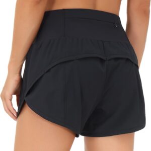 THE GYM PEOPLE Womens High Waisted Running Shorts Quick Dry Athletic Workout Shorts with Mesh Liner Zipper Pockets