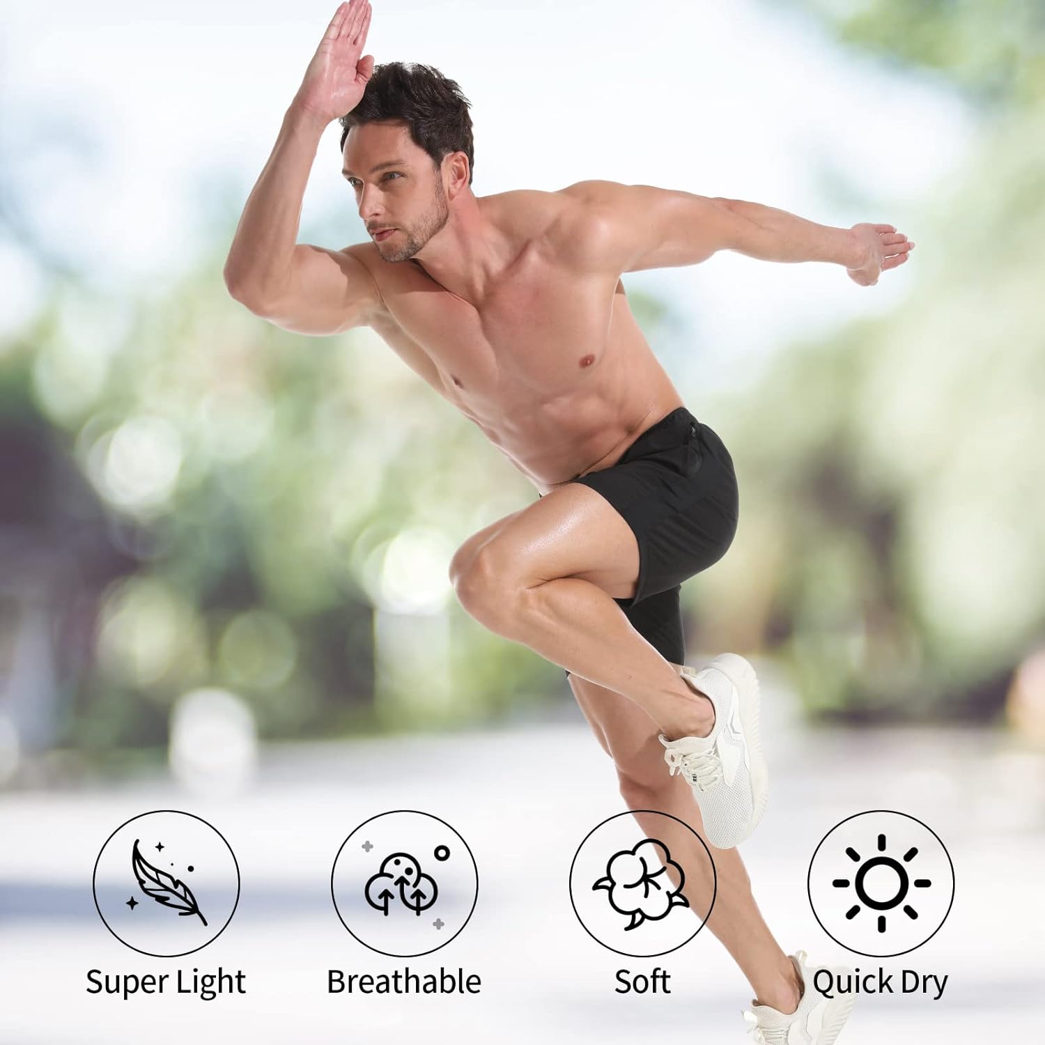 Gym Shorts for Men 5 Inch - Lightweight Mens Athletic Shorts Quick Dry Workout Running Shorts with Zipper Pockets - Image 3