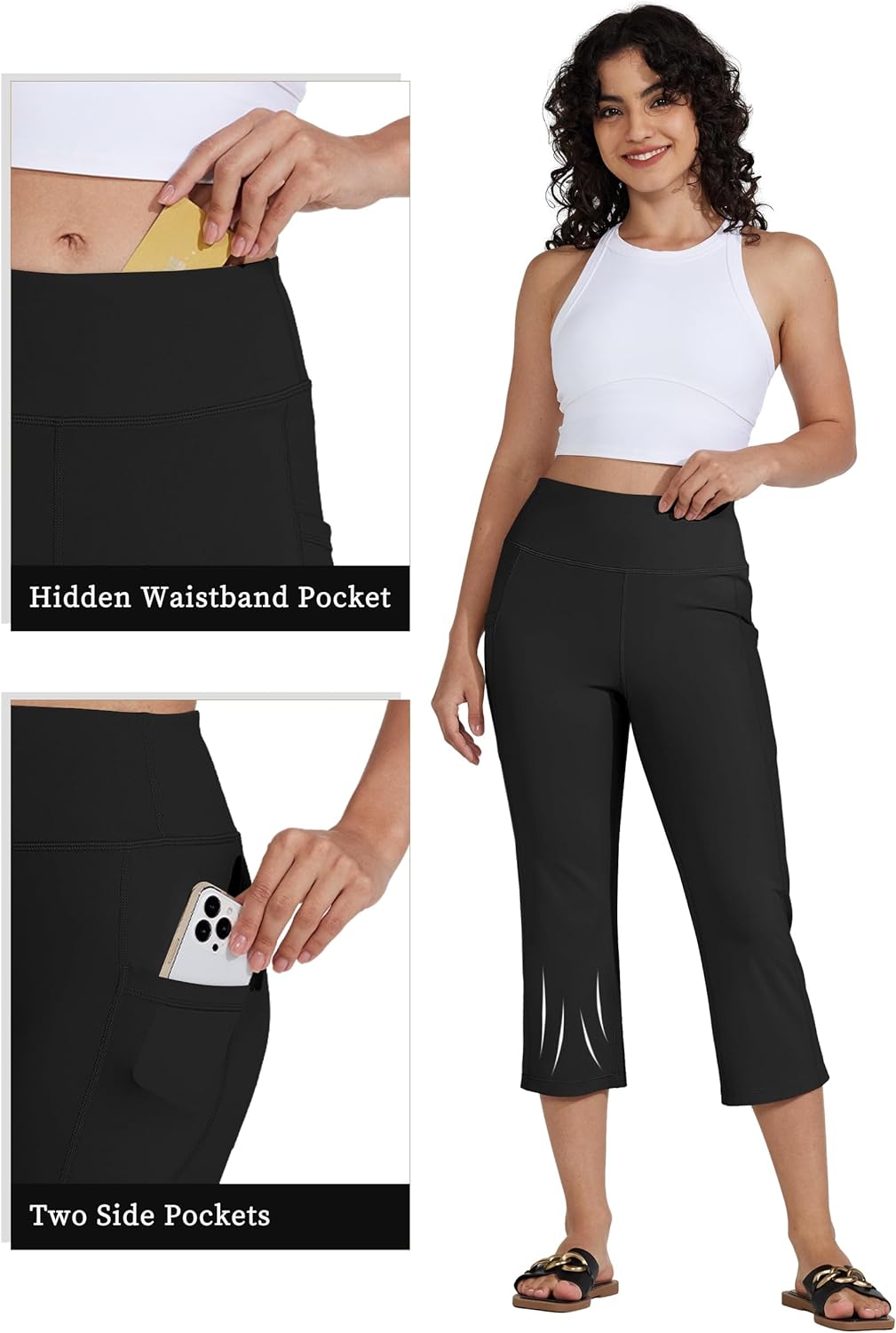 Willit Women's Yoga Capris Pants High Waist Leggings Crop Straight Leg Athletic Exercise Workout Capris 21" - Image 5