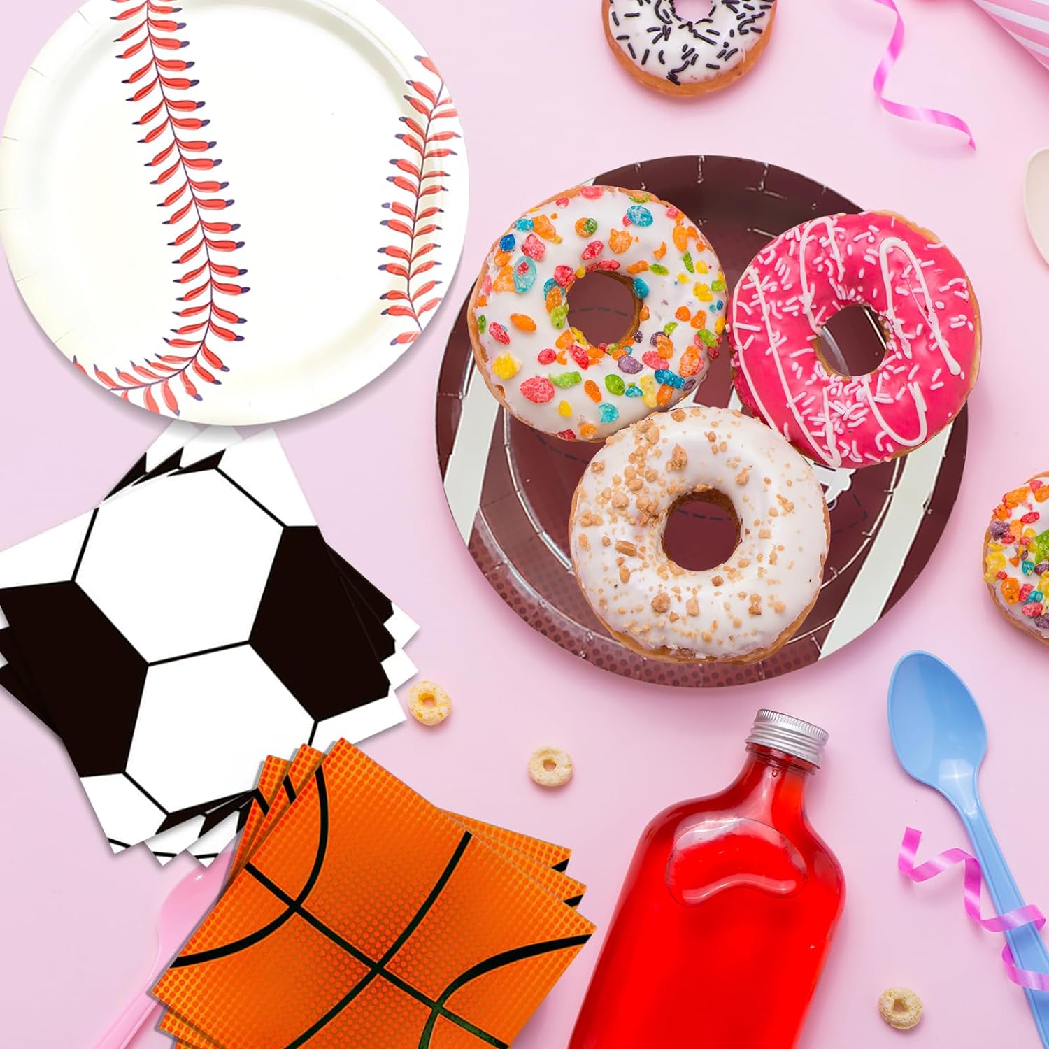 Sports Birthday Party Decorations, Sports Theme Party Supplies, Include Plates, Cups, Napkins, Soccer Basketball Baseball Football Theme Dinnerware (Serve 24) - Image 6