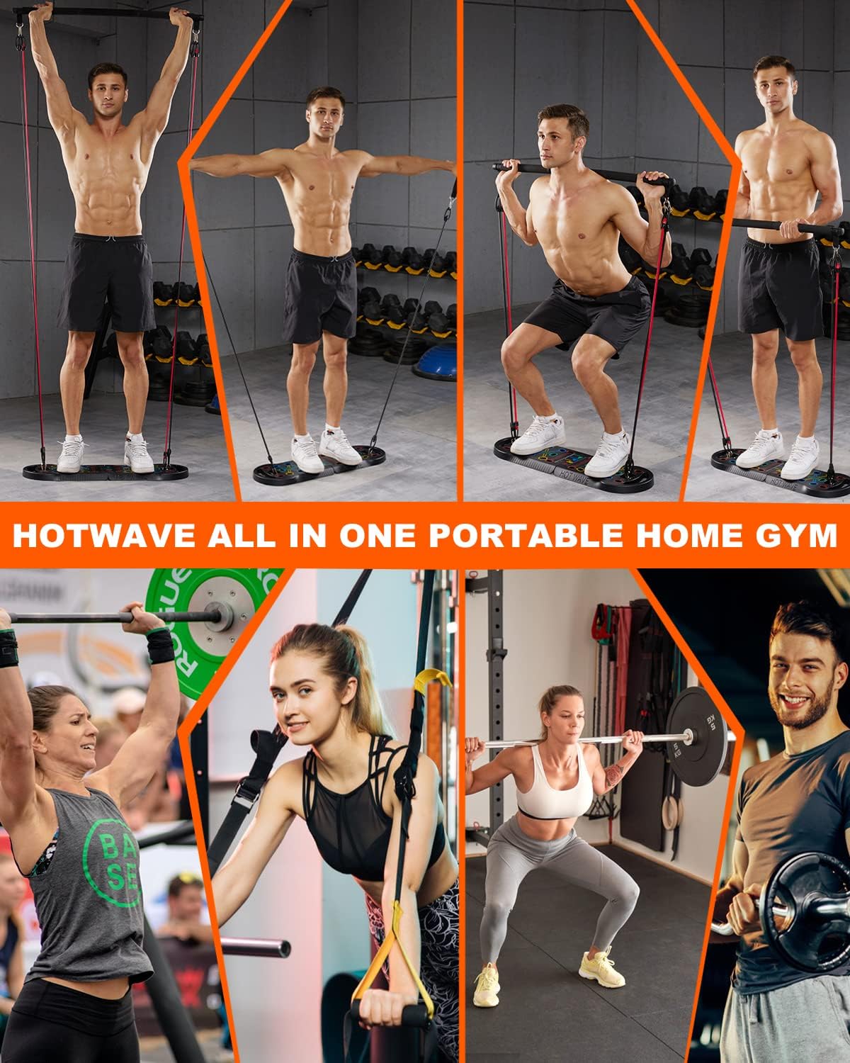 HOTWAVE Portable Exercise Equipment with 16 Gym Accessories.20 in 1 Push Up Board Fitness,Resistance Bands with Ab Roller Wheel,Home Workout for Men - Image 3