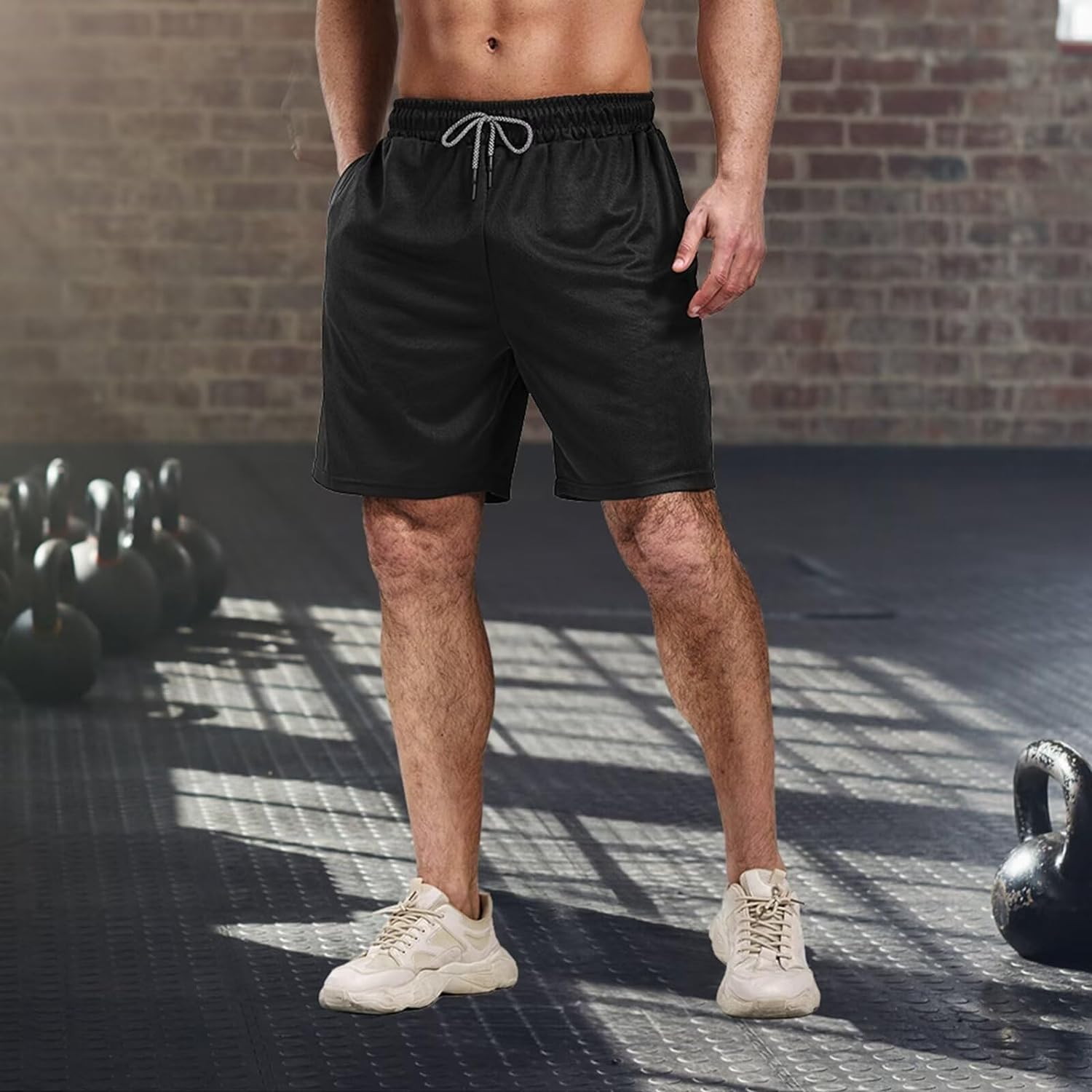 5 Pack Gym Shorts for Men 7 inch, Mens Athletic Running Shorts Dry Fit & Mesh Active Workout Shorts for Men with Pockets - Image 5