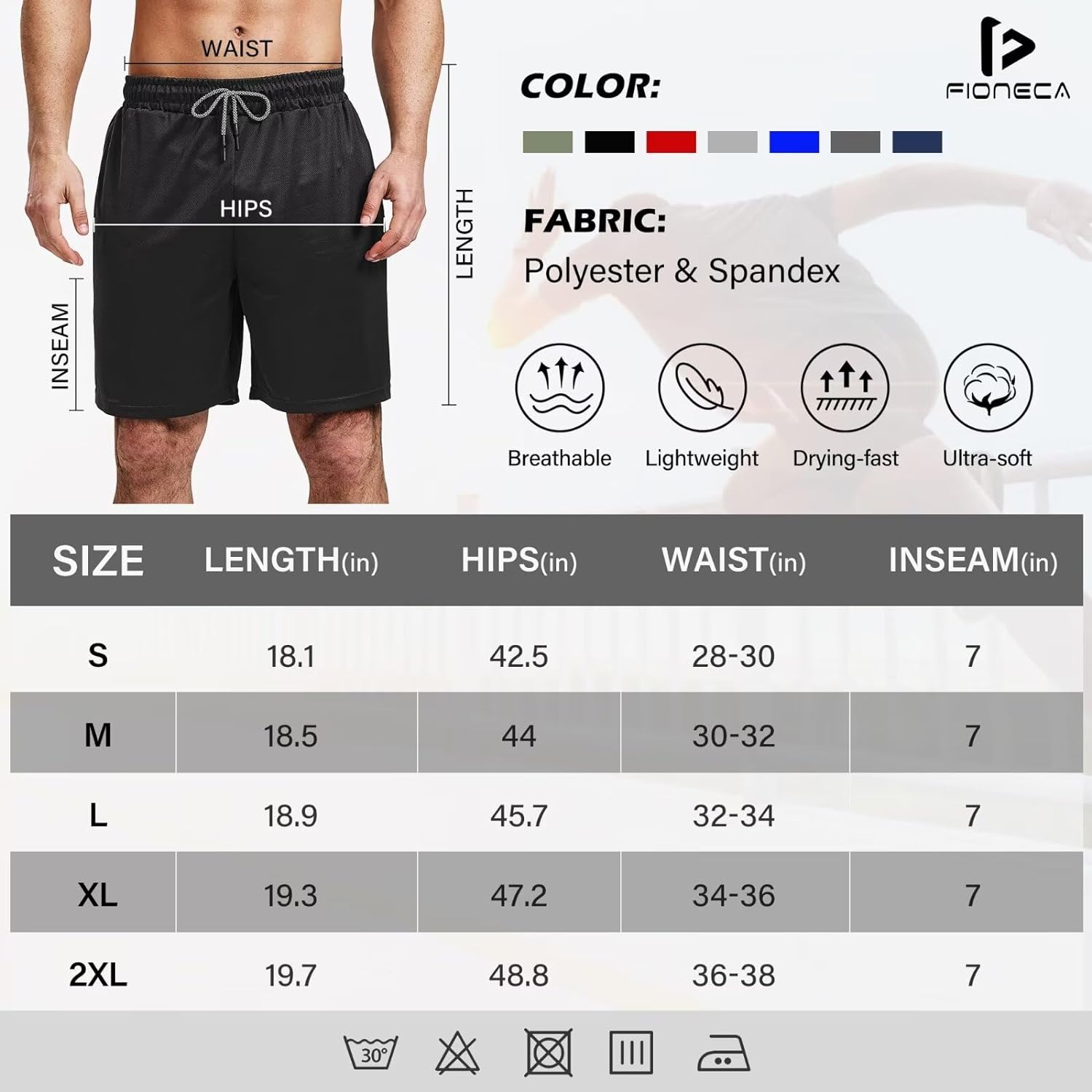 5 Pack Gym Shorts for Men 7 inch, Mens Athletic Running Shorts Dry Fit & Mesh Active Workout Shorts for Men with Pockets - Image 7