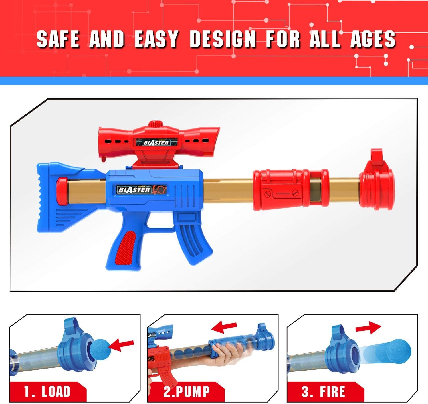 YEEBAY Shooting Game Toy for Age 6, 7, 8,9,10+ Years Old Kids, Boys - 2pk Air Guns & Shooting Target & 24 Foam Balls - Ideal Gift - Compatible with Toy Guns - Image 2