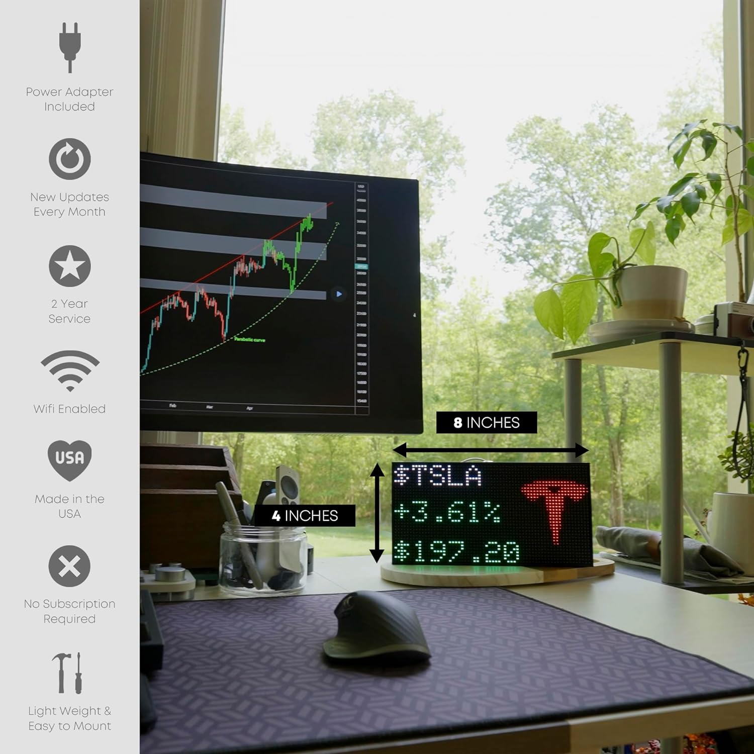 PANELFI Glance LED – Customizable LED Ticker, Sport & Stock Ticker, Retro Display, Smart Clock, Weather, News, Trivia, Custom Messaging. WiFi Enabled. - Image 2