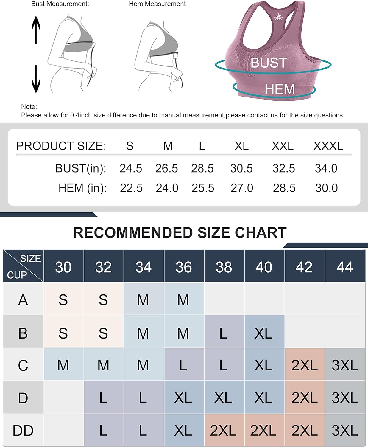 Heathyoga High Impact Sports Bras for Women Padded Sports Bras for Women Workout Bras for Women Racerback Bras Yoga Bras - Image 6