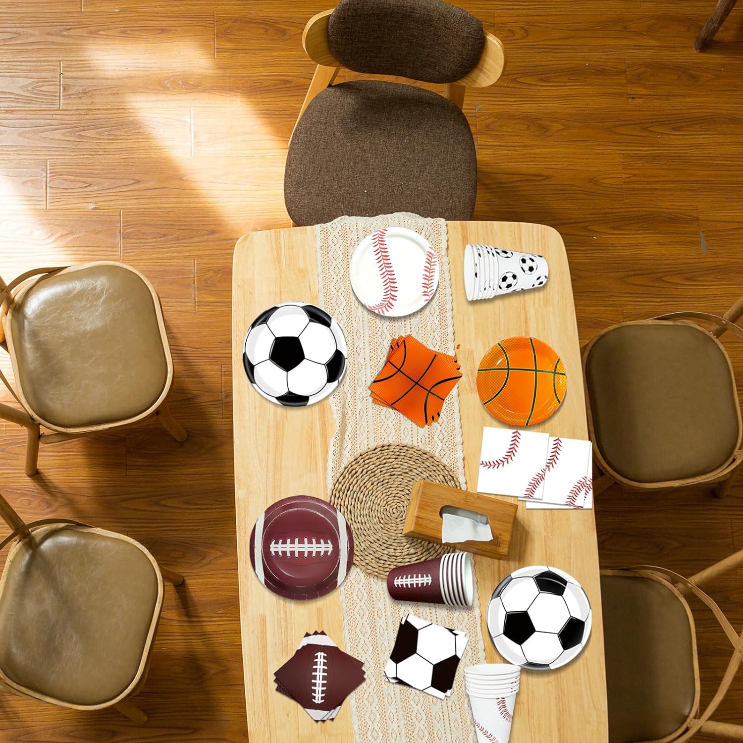 Sports Birthday Party Decorations, Sports Theme Party Supplies, Include Plates, Cups, Napkins, Soccer Basketball Baseball Football Theme Dinnerware (Serve 24) - Image 5