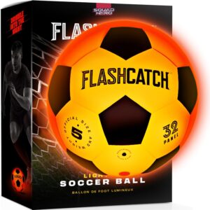 Light Up Soccer Ball - Glow in the Dark - NO 5 - Sports Gear Gifts for Boys & Girls 8-15+ Year Old - Kids, Teens Gift Ideas - Cool Boy Toys Ages 8 9 10 11 12 13 14 15 Glowing Night Activity