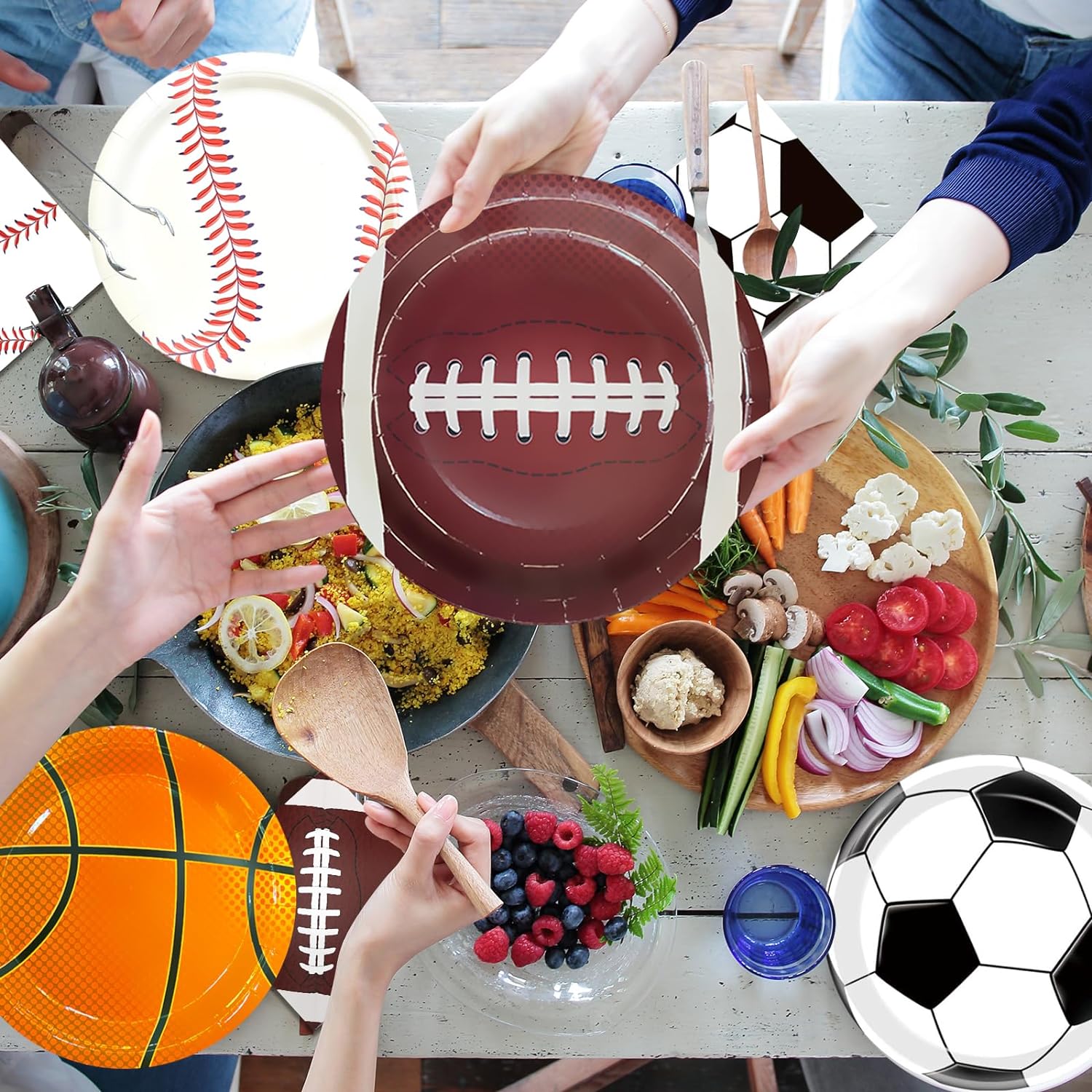 Sports Birthday Party Decorations, Sports Theme Party Supplies, Include Plates, Cups, Napkins, Soccer Basketball Baseball Football Theme Dinnerware (Serve 24) - Image 4