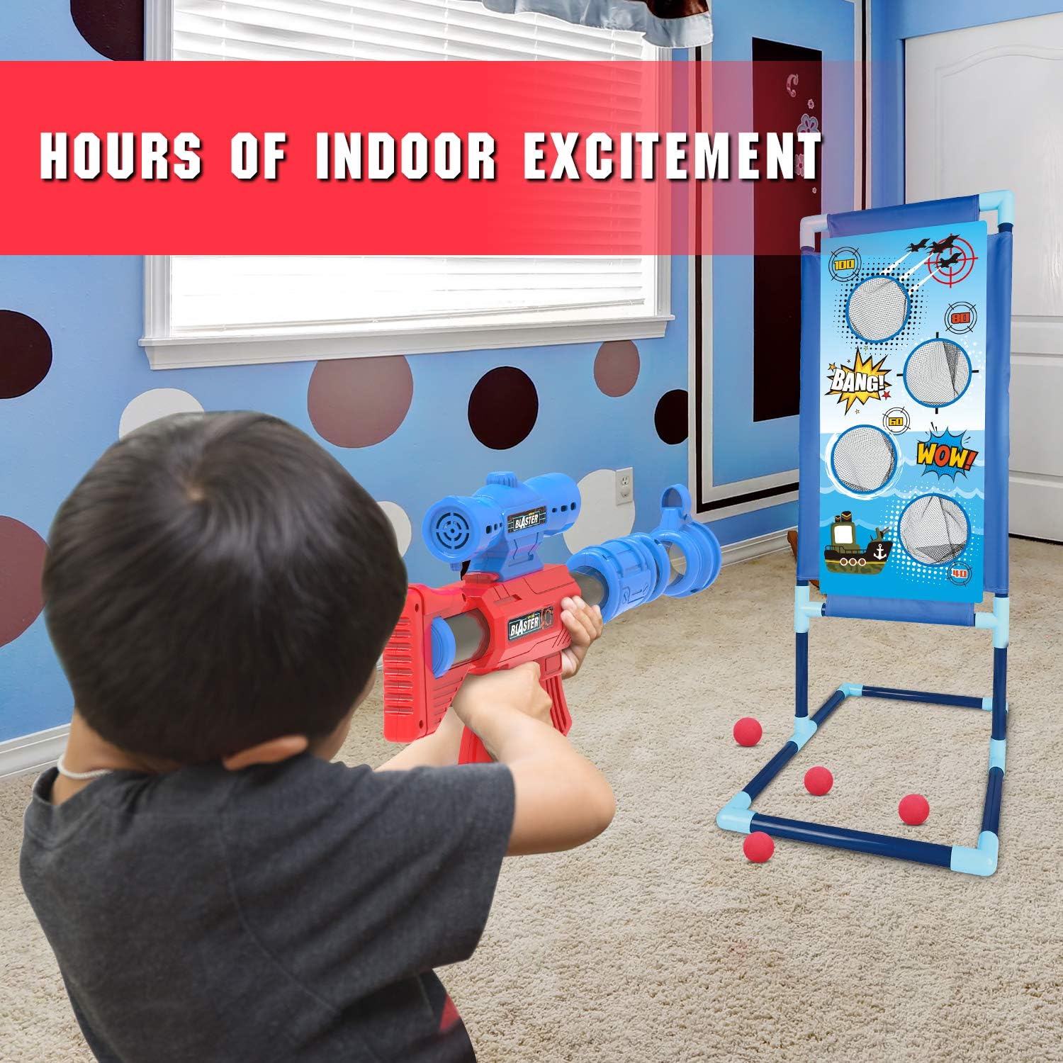 YEEBAY Shooting Game Toy for Age 6, 7, 8,9,10+ Years Old Kids, Boys - 2pk Air Guns & Shooting Target & 24 Foam Balls - Ideal Gift - Compatible with Toy Guns - Image 5