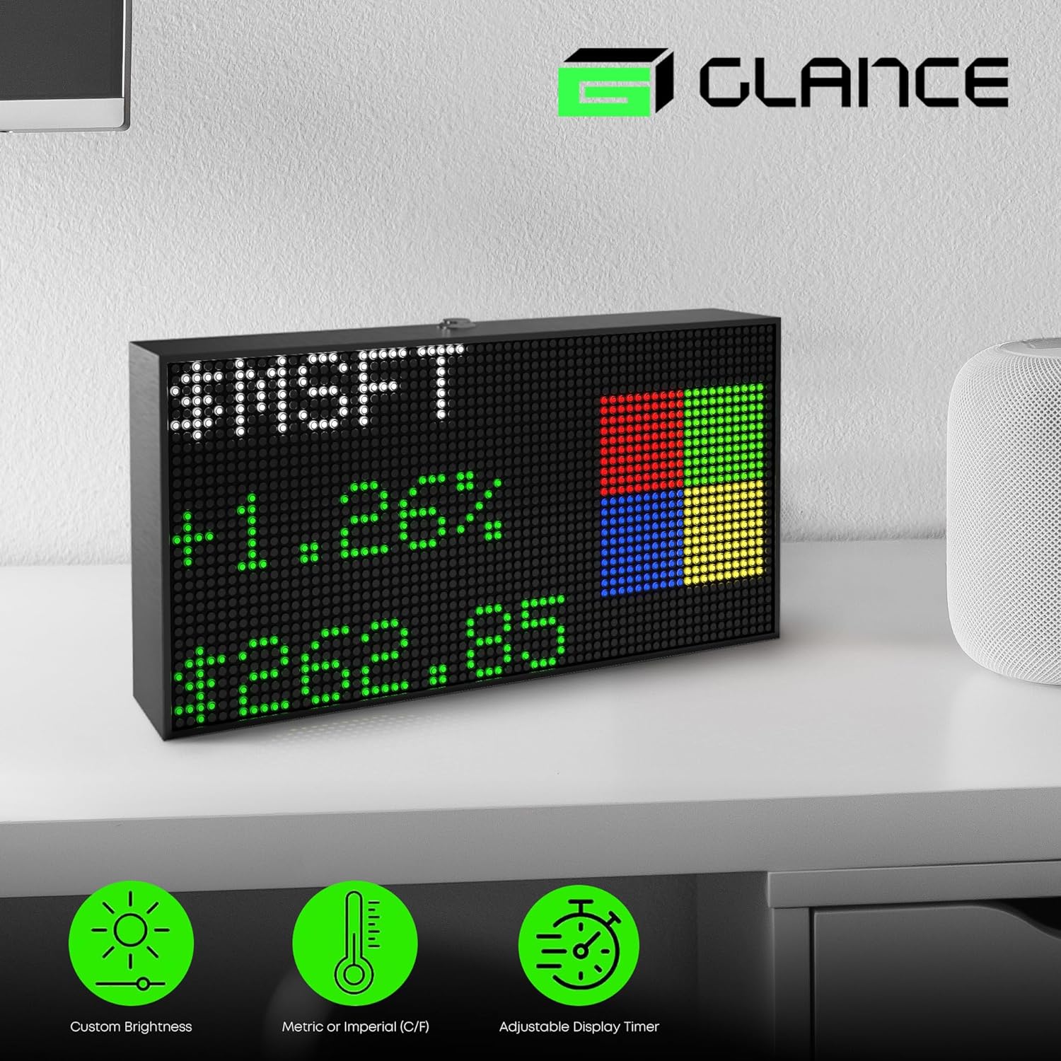 PANELFI Glance LED – Customizable LED Ticker, Sport & Stock Ticker, Retro Display, Smart Clock, Weather, News, Trivia, Custom Messaging. WiFi Enabled. - Image 4