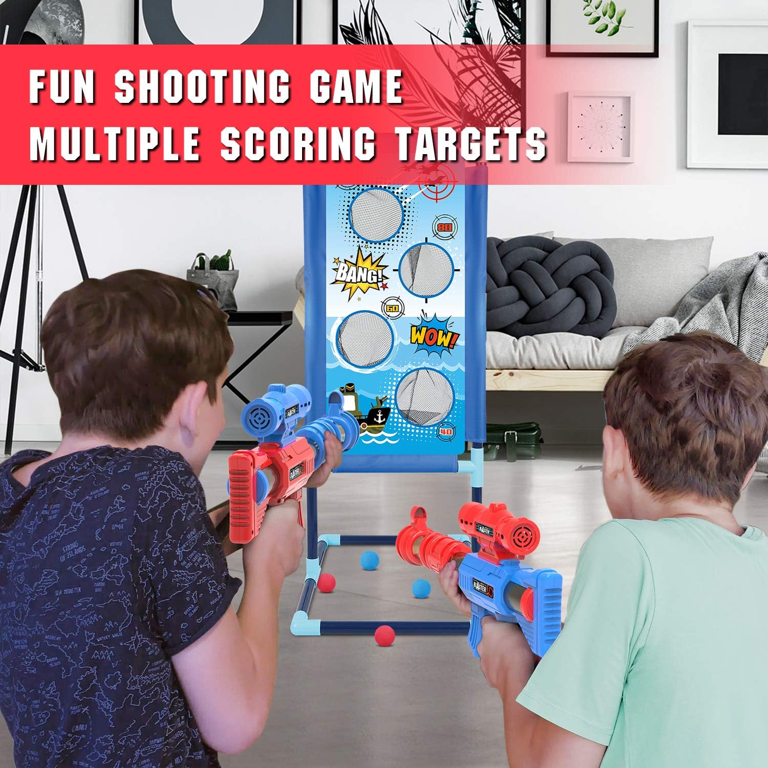 YEEBAY Shooting Game Toy for Age 6, 7, 8,9,10+ Years Old Kids, Boys - 2pk Air Guns & Shooting Target & 24 Foam Balls - Ideal Gift - Compatible with Toy Guns - Image 6