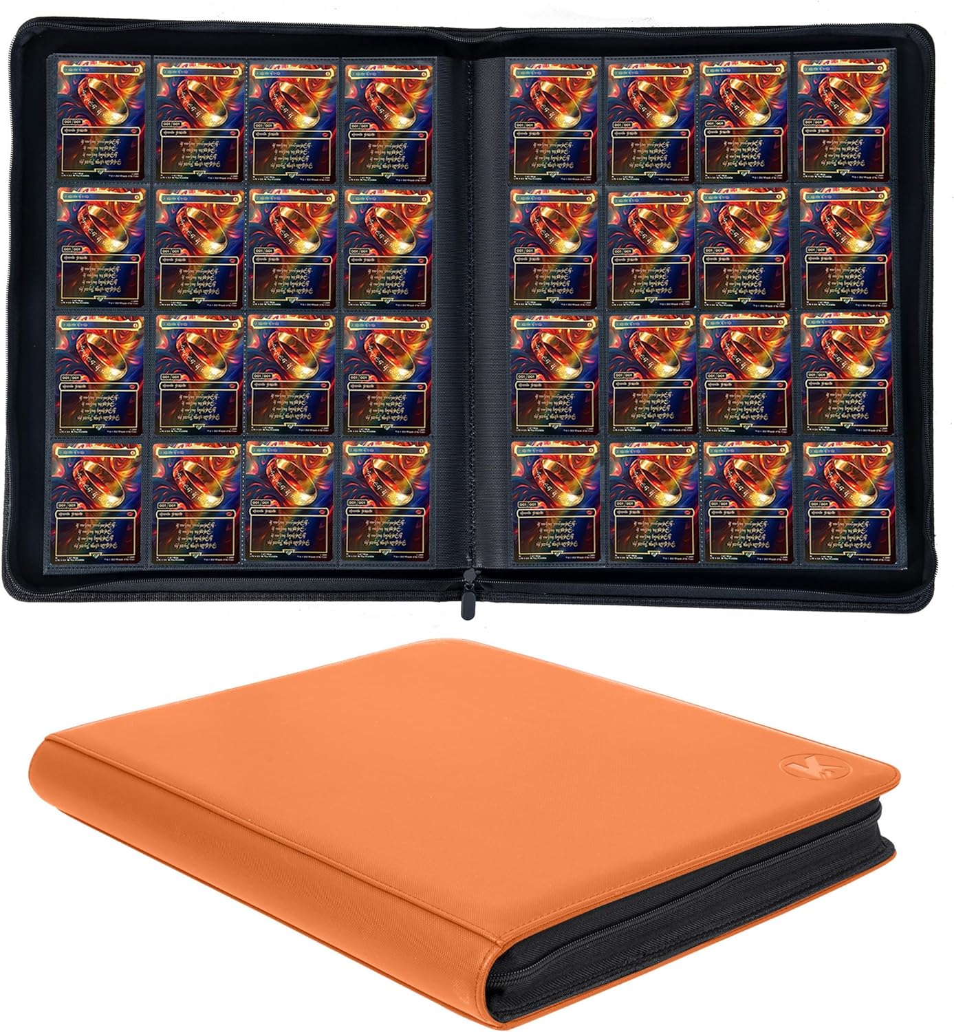 1000+ Pockets Trading Card Binder, 16-Pocket Card Ablum Compatible with MTG,Sports Cards & Other Standard Size Trading Card (ORANGE)