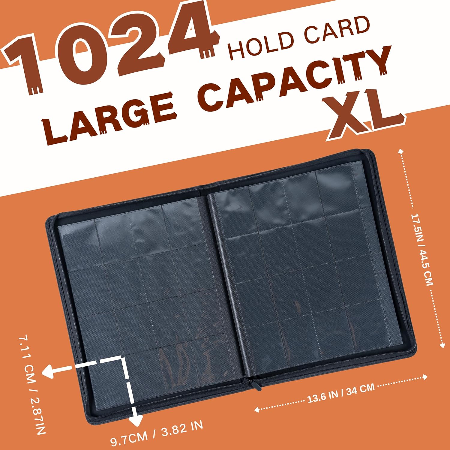 1000+ Pockets Trading Card Binder, 16-Pocket Card Ablum Compatible with MTG,Sports Cards & Other Standard Size Trading Card (ORANGE) - Image 2