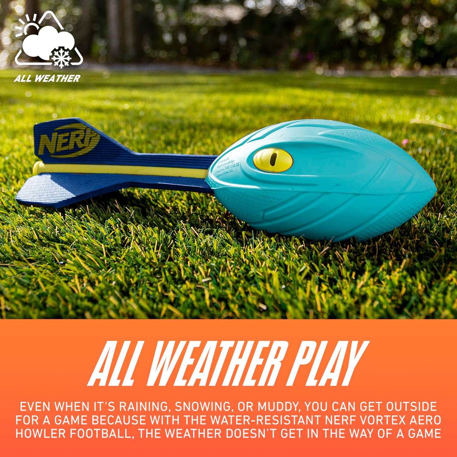 NERF Neon Vortex Aero Howler Foam Football - NERF Soft Vortex Football for Long-Distance Throws - Perfect for Pool + Beach Football - Kids Aero Howler Whistle Vortex Foam Ball - Neon - Image 5